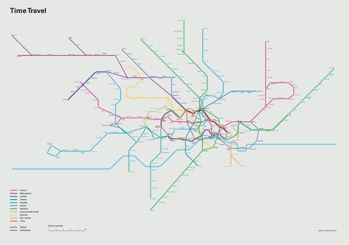 Time travel tube map